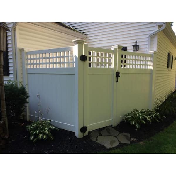 Weatherables Gideon 3.5 ft. x 6 ft. White Vinyl Privacy Single Fence Gate Kit