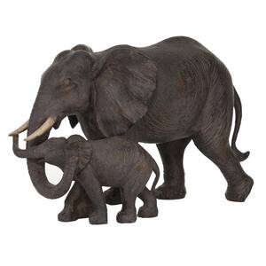 Dark Brown Resin Eclectic Elephant Sculpture