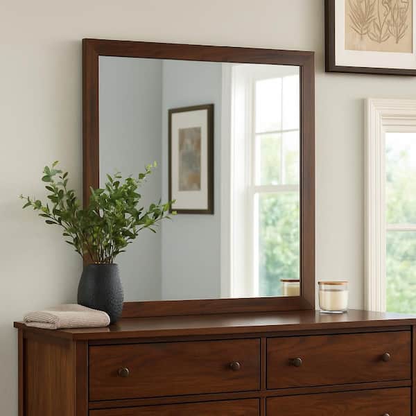 brown dresser mirror Yels Dresser Mirror | Squared Corners | Flat Glass Design