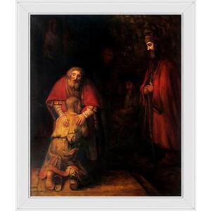 Return of The Prodigal Son By Rembrandt Gallery White Framed People Oil Painting Art Print 24 in. x 28 in.