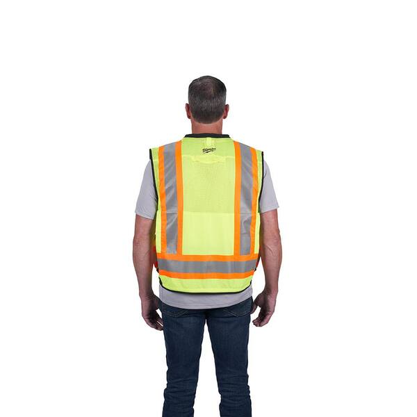 Class 2 Yellow Surveyors Vest Reflective Safety Vest Lightweight Size Large 