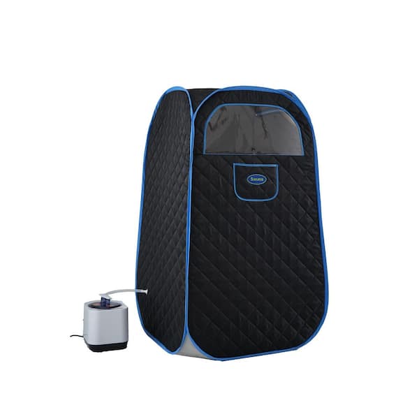 Moray 1-Person Indoor Full Size Black Portable Steam Sauna Tent with Steam Generator and Foldable Chair