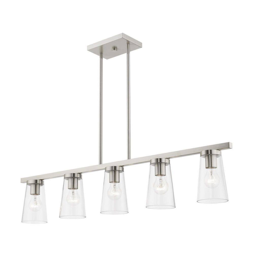 Brushed Nickel 5-Light Chandelier with Clear Glass Shades