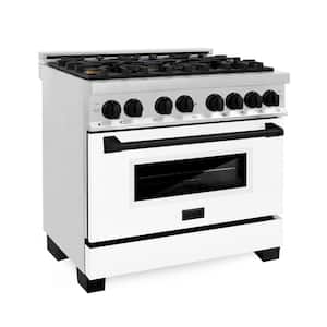 Autograph Edition 36 in. 6 Burner Dual Fuel Range in Stainless Steel, White Matte and Matte Black