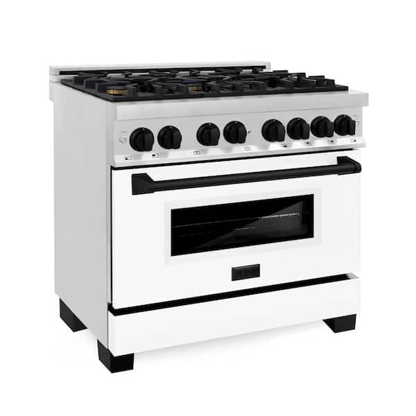 ZLINE Kitchen and Bath Autograph Edition 36 in. 6 Burner Dual Fuel Range in Stainless Steel, White Matte and Matte Black