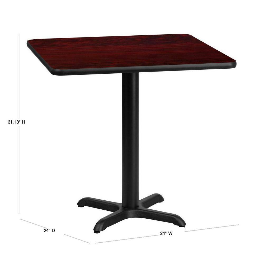 Graniss 24'' Square Mahogany Laminate Dining Table with Cast Iron Base