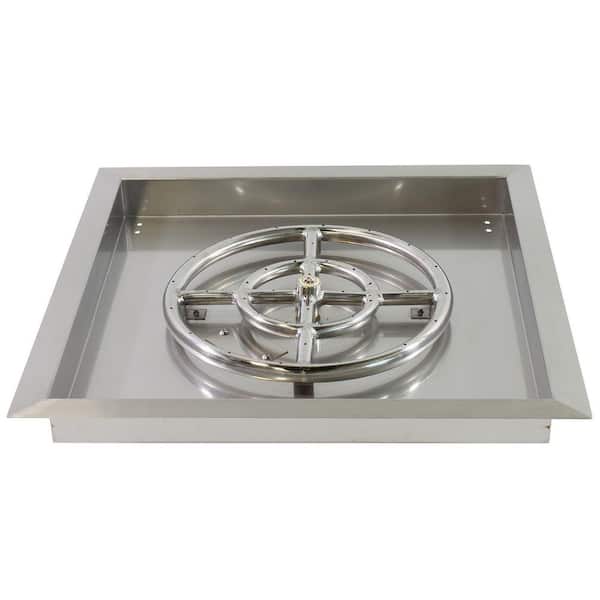 Celestial Fire Glass 18 in. X 18 in. Square Stainless Steel Drop-In Fire Pit Pan with 12 in. Burner