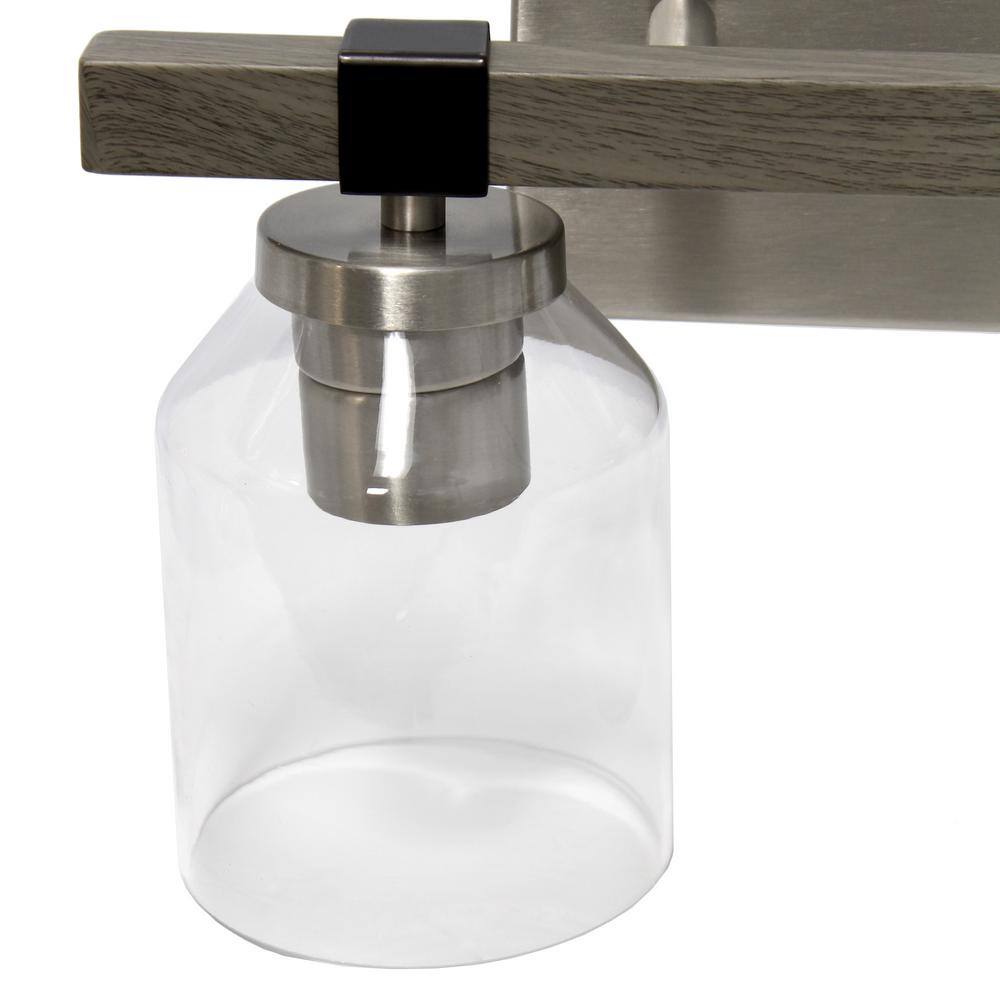 Gray and Nickel Rustic 2-Light Vanity Fixture with Clear Glass Shades