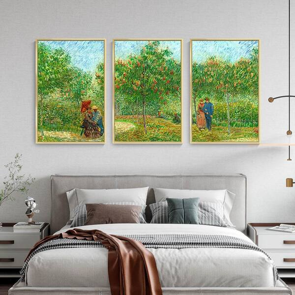 Lovers' Park in Saint-Pierre - Van Gogh 3 Panels, Aluminum Alloy Framed Art  Print 24 in. x 16 in. SHZVG92416 - The Home Depot