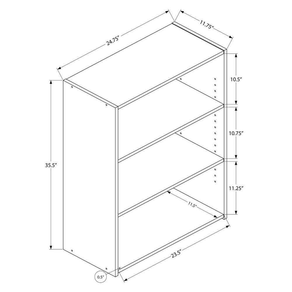 Gray Adjustable Three-Shelf Wood Bookcase