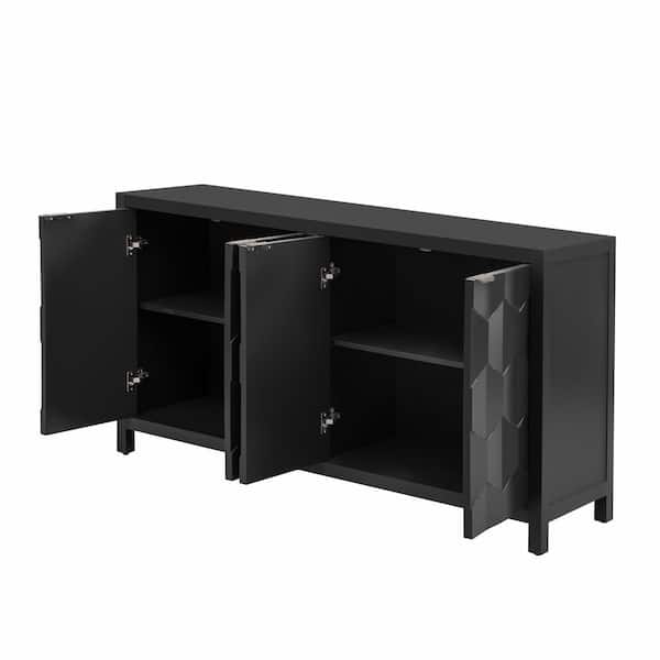 COWLOWN 59.6 in. W x 15.7 in. D x 32 in. H Bathroom Black Linen Cabinet