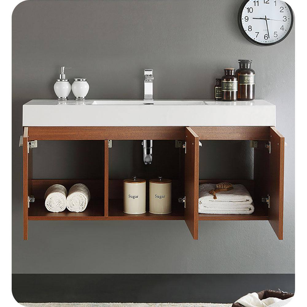 Vista 48" Teak Wall Hung Single Sink Vanity Base
