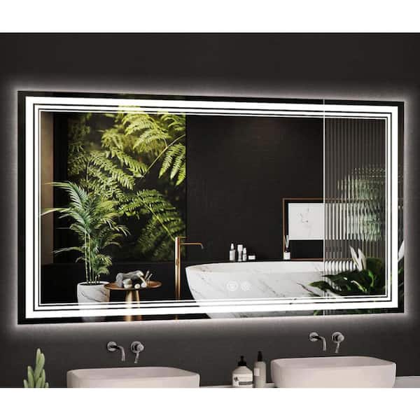 Unbranded 48 in. W x 30 in. H LED Front Light 3 Color Rectangular Aluminum Frameless Wall Bathroom Vanity Mirror in Clear