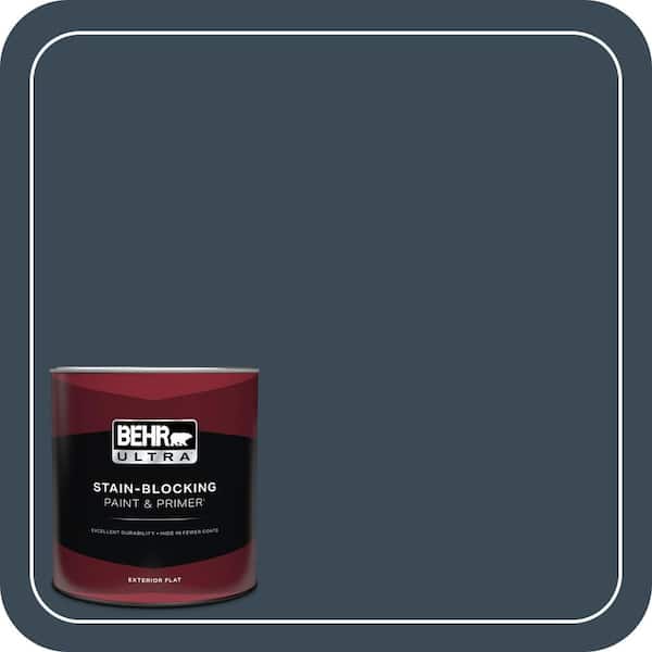 BEHR ULTRA 1 qt. #BXC-26 New Navy Blue Flat Exterior Paint & Primer