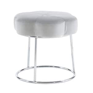 Vanessa Gray and Chrome Metal 17.75 in. Tall Makeup Vanity Stool