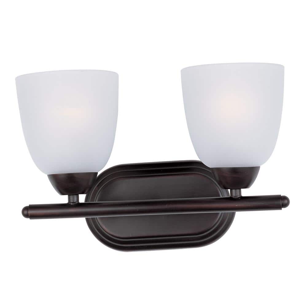 Bronze 2-Light Frosted Glass Outdoor Wall Sconce
