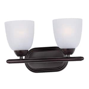 Axis 2-Light Oil Rubbed Bronze Bath Light Vanity with Frosted Shade