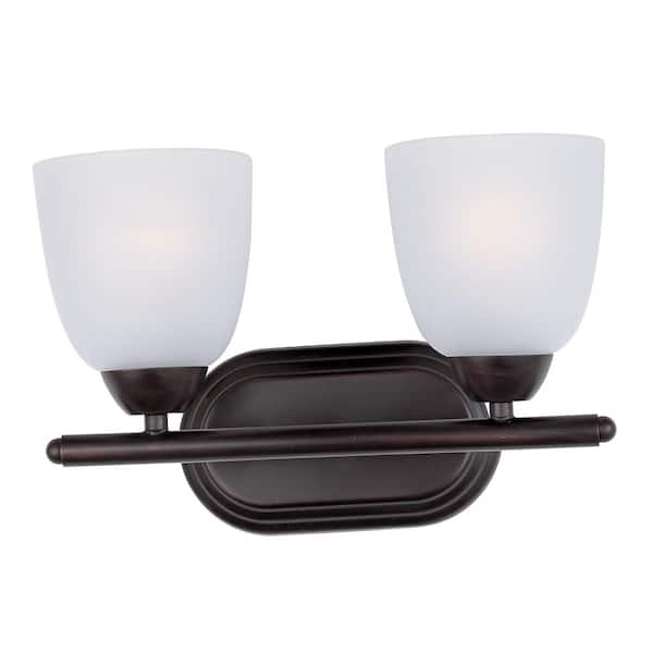 Maxim Lighting Axis 2-Light Oil Rubbed Bronze Bath Light Vanity with Frosted Shade