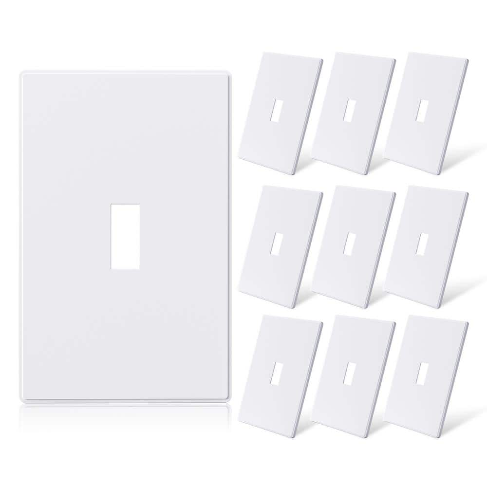 ELEGRP 1-Gang White Midsize Toggle Plastic Screw Less Switch Wall Plate ...