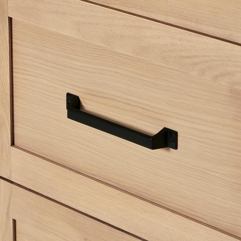 Monroe 42" Light Oak Freestanding Vanity Cabinet with Black Hardware