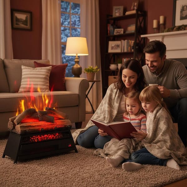 21.53 in. 1500-Watt Black 5000 BTU Freestanding Electric Fireplace Utility Convection Infrared Space Heater with Remote