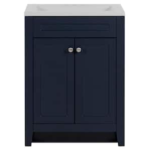 Lilley 24 in. W x 19 in. D x 33 in. H Single Sink Freestanding Bath Vanity in Deep Blue with White Cultured Marble Top