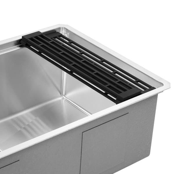Ledgefit Stainless Black Silicone Foldable Drying Rack rivet Window Pane Design for Workstation Sinks