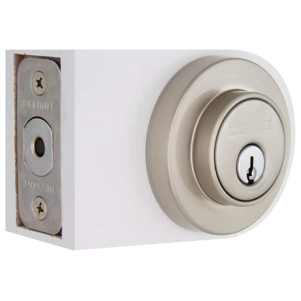 Defiant - Contemporary Round Satin Nickel Single Cylinder Deadbolt