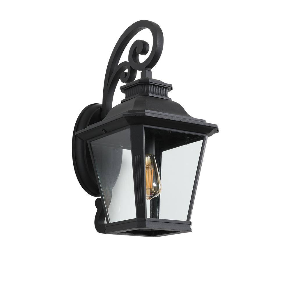 20 in. H Black 1-Light Outdoor Hardwired Wall Lantern Scone with Clear Glass, No Bulbs Included price history on PriceWatchPro
