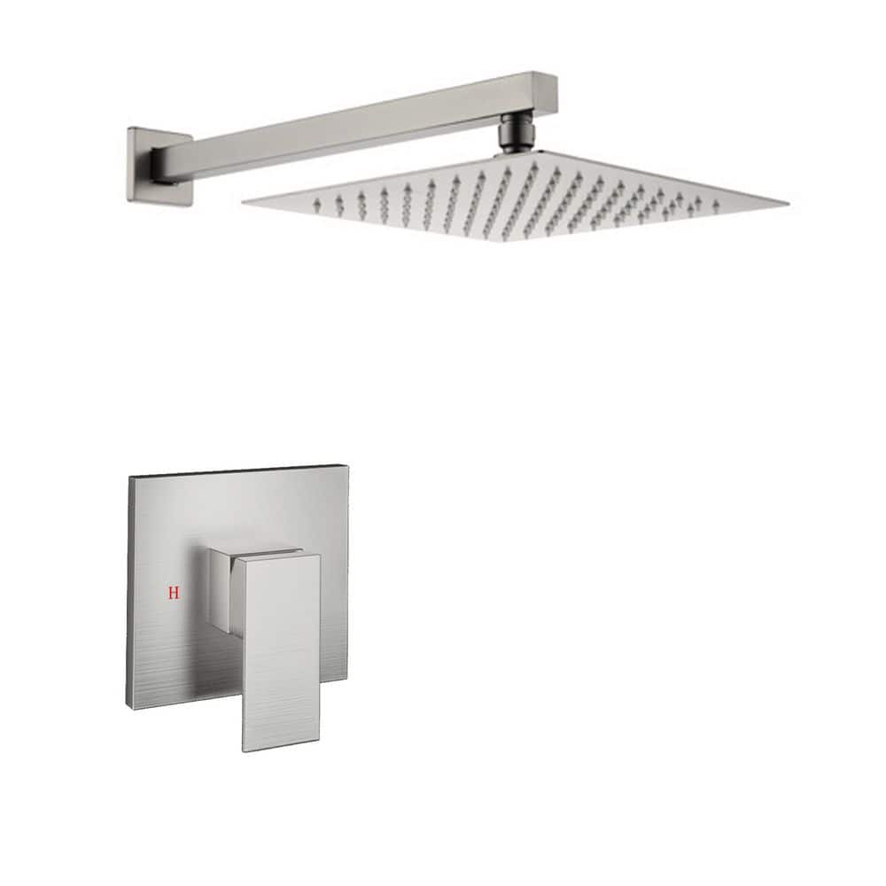 Single-Handle 1-Spray Square Spray Head Wall Mounted Shower Faucet in Brushed Nickel (Valve Included) price history on PriceWatchPro