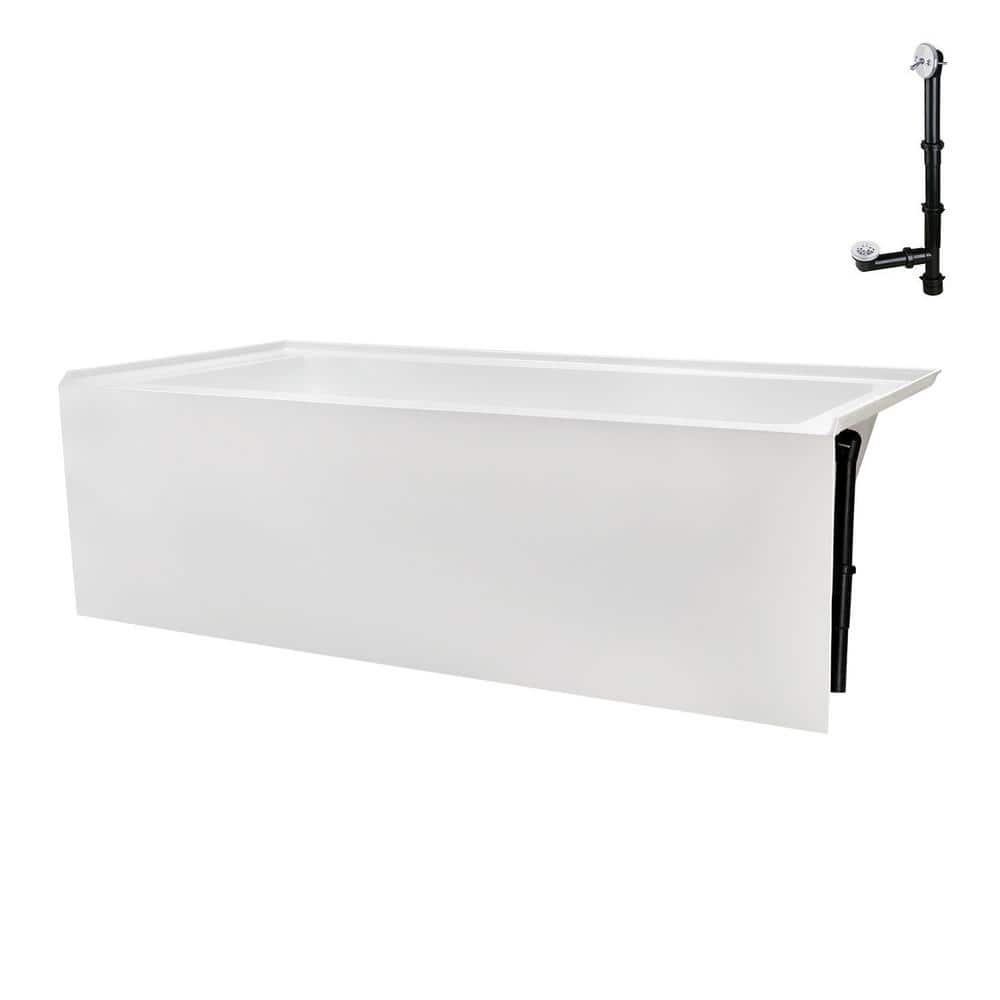 60-Inch Glossy White Acrylic Right-Hand Drain Alcove Bathtub