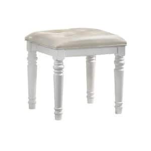 14.5 in. White Backless Wooden Frame Bar Stool with Faux Leather Seat