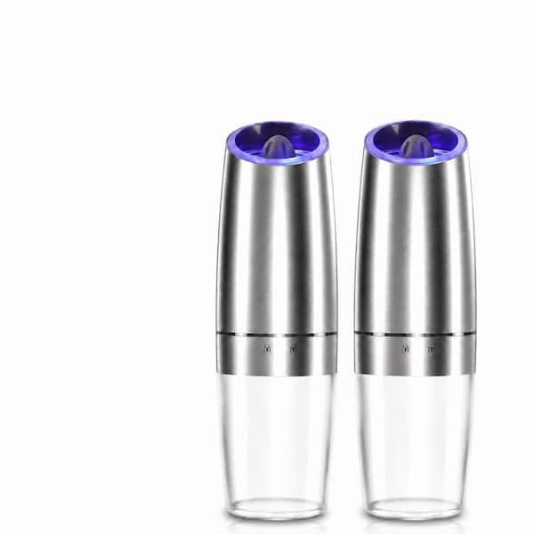 Gravity Electric Salt and Pepper Grinder Set, Adjustable Coarseness, LED Light, 2 Pack