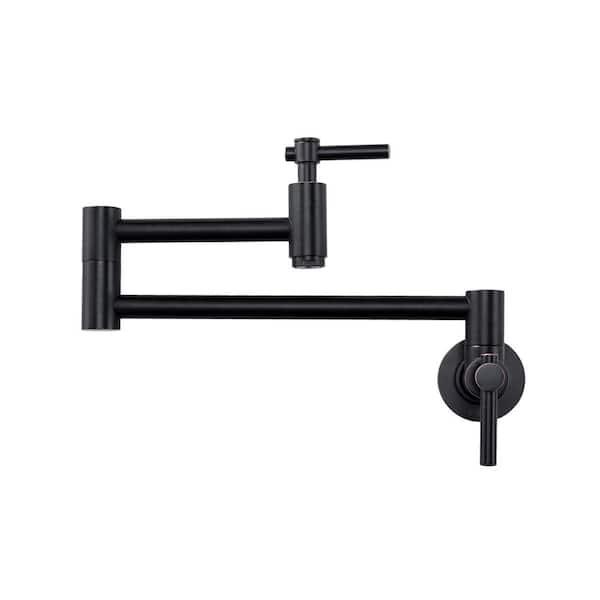 AVITAS 1.8 GPM Wall Mounted Solid Brass Pot Filler with 2 Handles in Oil Rubbed Bronze