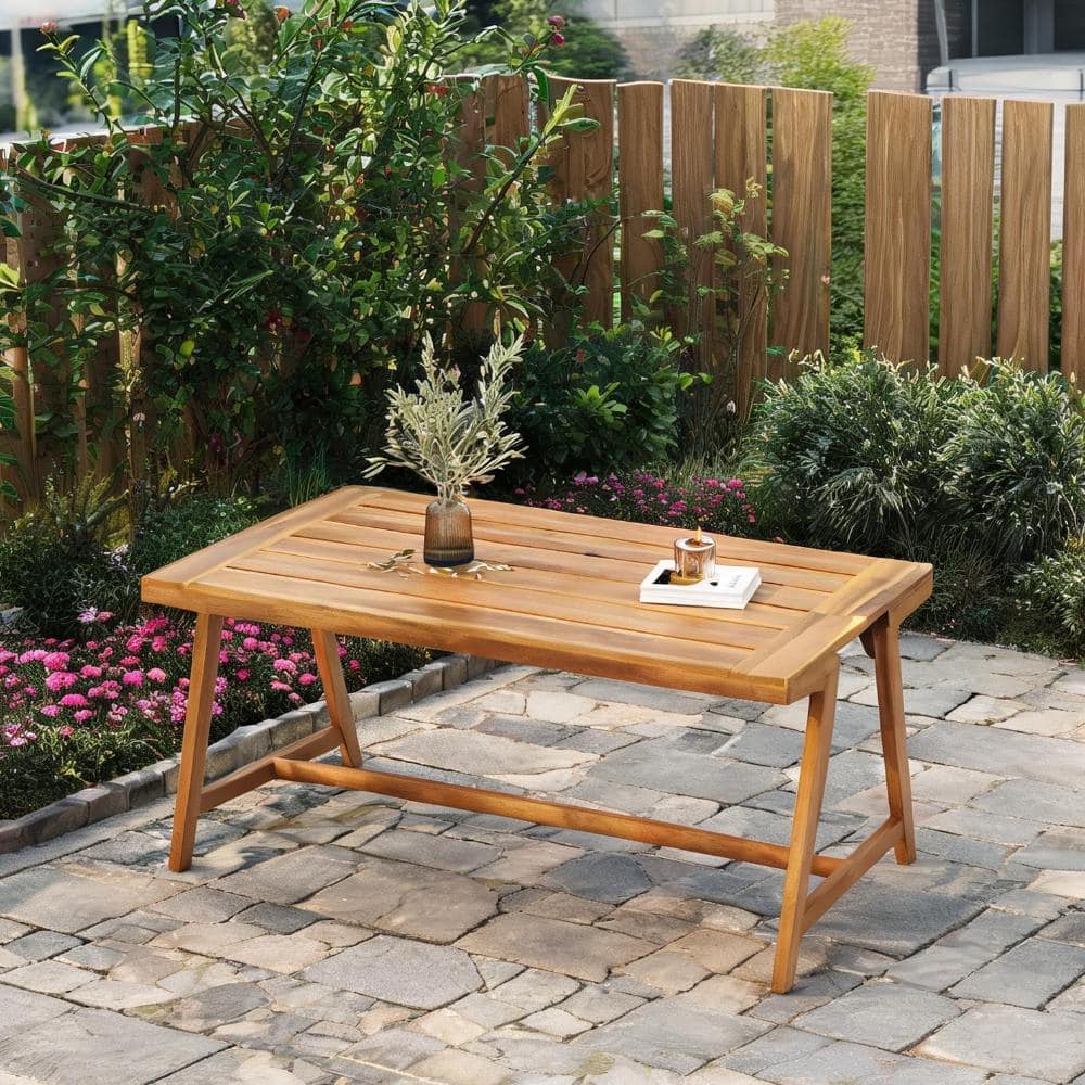Rectangle Acacia Wood Outdoor Dining Table Teak Finish Seats 6 70.75 x 35.5 Inches price history on PriceWatchPro
