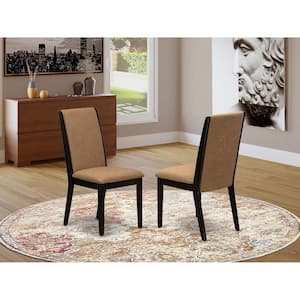 Black, Parson Dining Chairs - Light Sable Linen Fabric Upholstered Chairs, Set Of 2