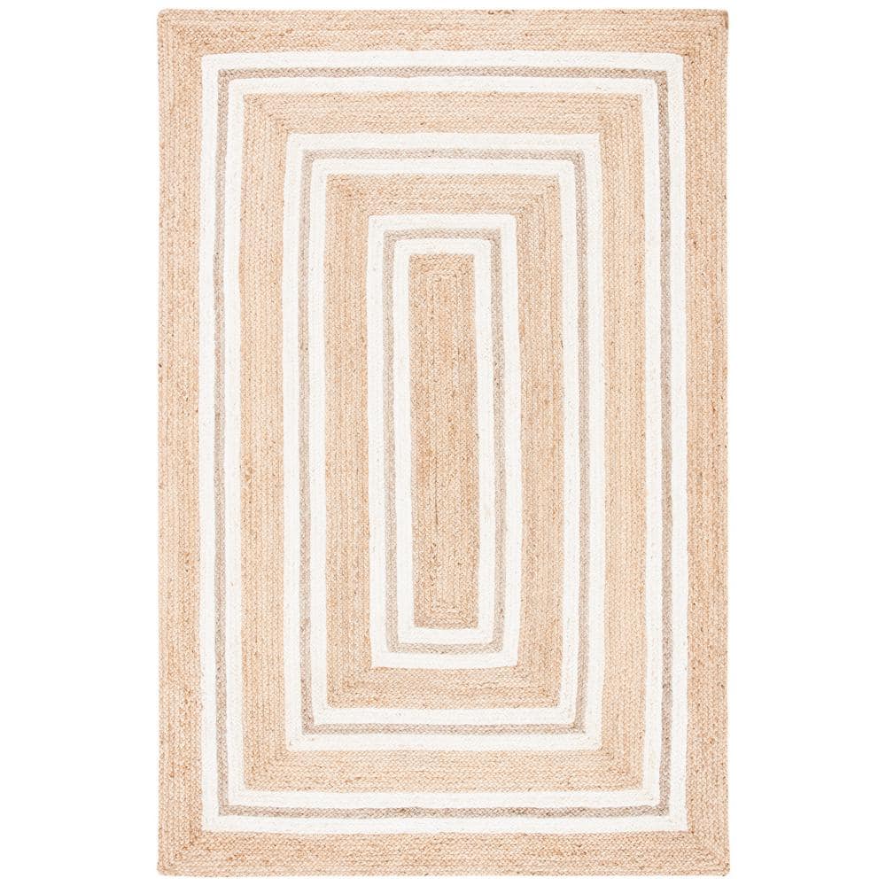 Ivory Geometric Handmade Cotton Rug 59" x 7"