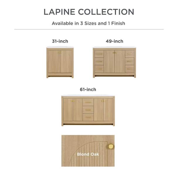 Glacier Bay Lapine 49 in. Single Sink Blond Oak Freestanding Bath
