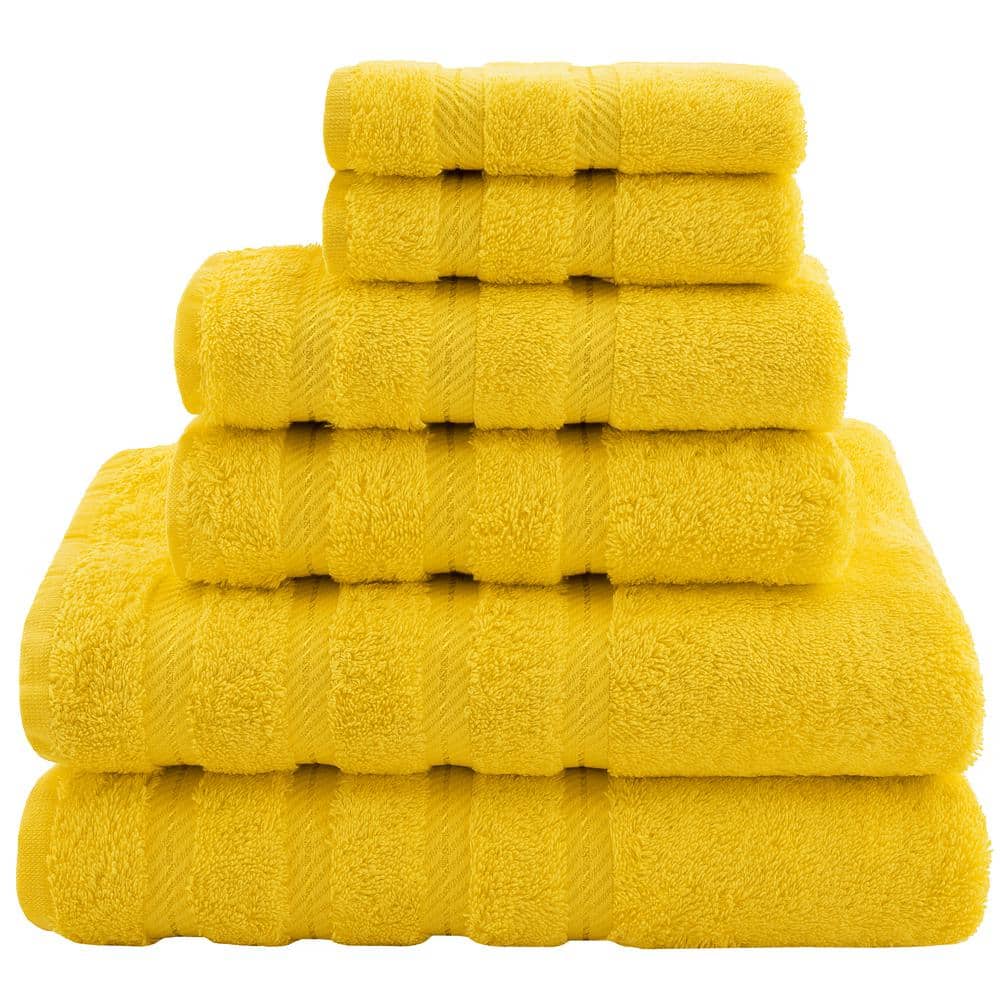 Aegean 100% Turkish Cotton 6 Piece Towel Set Yellow
