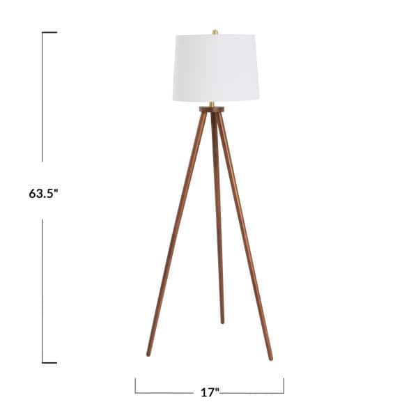 63.5'' Mid-Century Modern White Wood Tripod Floor Lamp