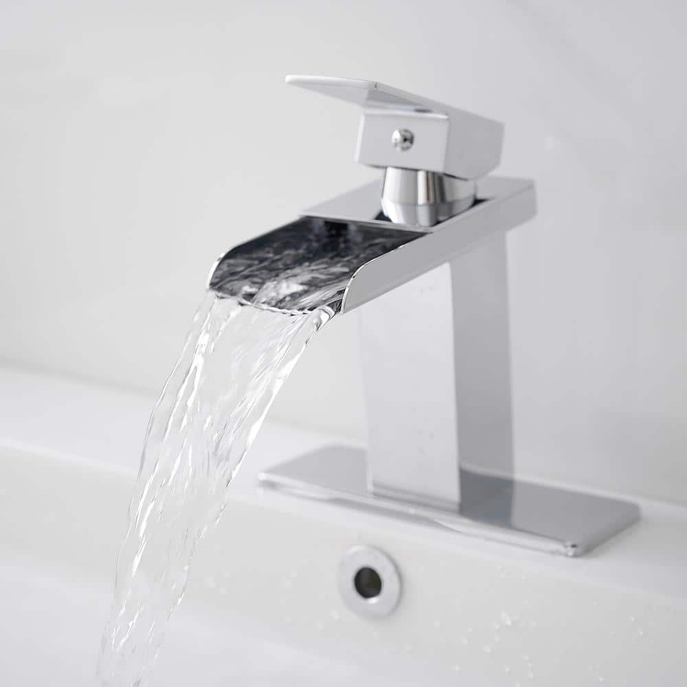 Polished Chrome Waterfall Single-Handle 6.61" Bathroom Faucet