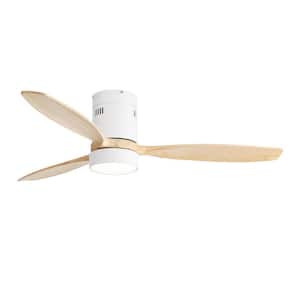 52 in. Indoor/Outdoor White and Beige Ceiling Fan Integrated LED with Light Kit and Remote Control