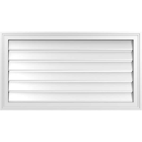 Ekena Millwork 36" x 20" Vertical Surface Mount PVC Gable Vent: Functional with Brickmould Frame