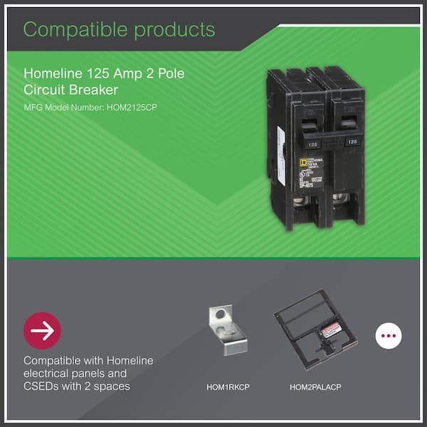 Square D Homeline 125-Amp 2-Pole Main Circuit Breaker Square D Homeline 125-Amp 2-Pole Main Circuit Breaker