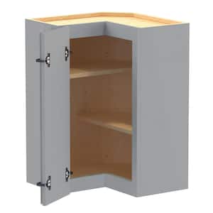 Washington 21 in. W x 21 in. D x 30 in. H in Gray Thermofoil Plywood Assembled Wall Kitchen Corner Cabinet w Adj Shelves
