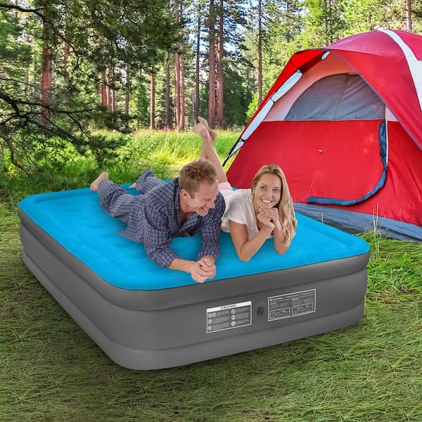 Portable Air Beds Sleep Office Household- Beige Thickened Air Mattress Waterproof Inflatable Beds Nap APLOS Single Flocking Air Bed Travel Outdoor 190 x 97 x 40 cm for Camping