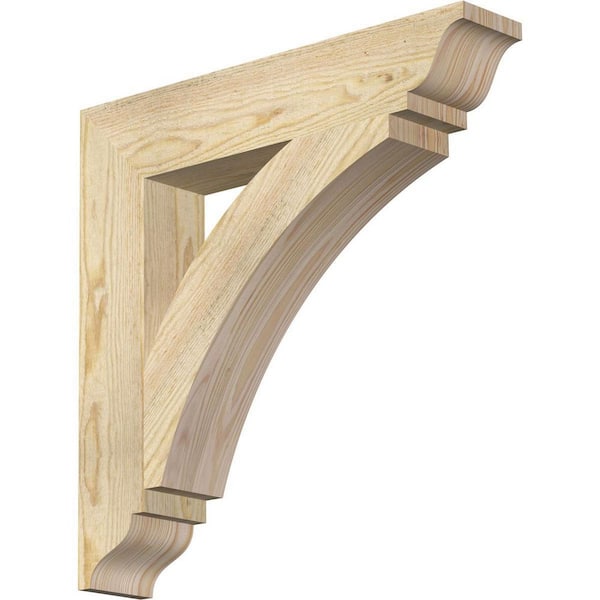 Ekena Millwork 4 in. x 22 in. x 22 in. Douglas Fir Thorton Traditional Rough Sawn Bracket