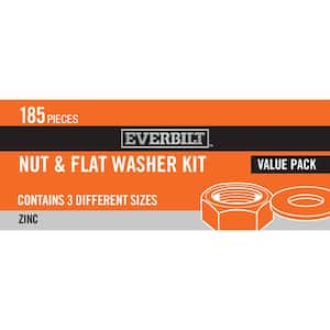 Zinc-Plated Nuts and Washer Kit (185-Piece)