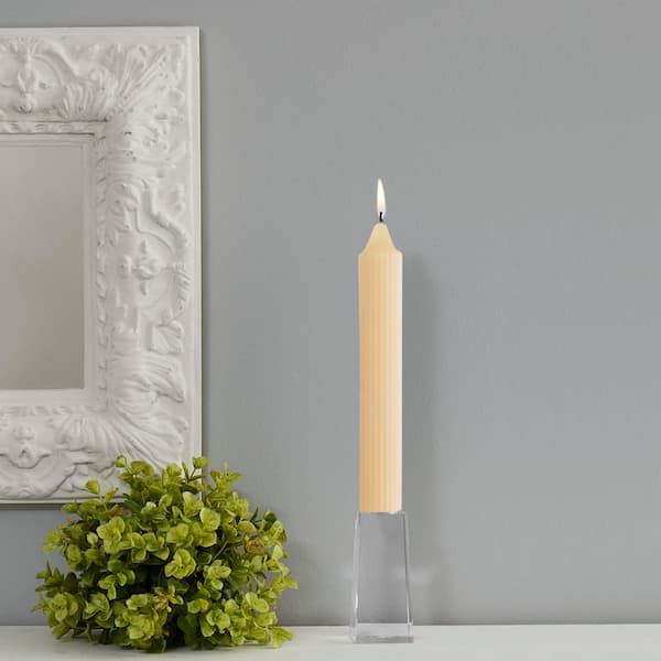 ROOT CANDLES Grecian Collenette 9 in. Buttercream Unscented Taper Candle (Set of 4)