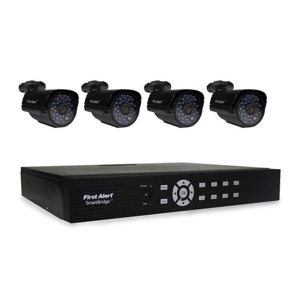 First Alert SmartBridge 8-Channel Video Surveillance System with (4) 520-TVL Indoor/Outdoor Night Vision Cameras